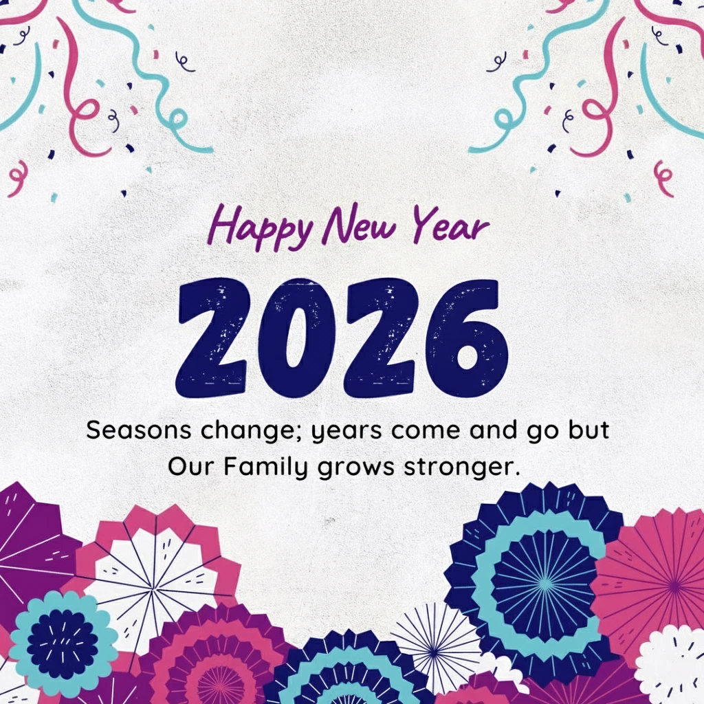 New Year Wishes to Family 2026 ^ Seasons change; years come and go but Our Family grows stronger.